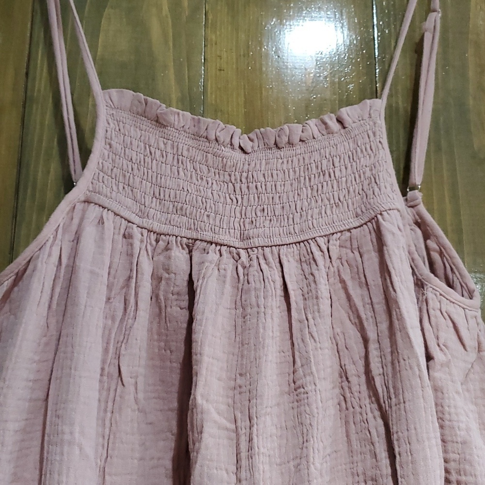 ROSE PINK ROMPER JUMPSUIT Harem SMALL SQUARE NECK  SPAGHETTI STRAP Pastel Boho - Picture 3 of 12